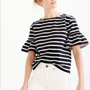 J.CREW ruffle sleeve, striped blouse - like NEW!